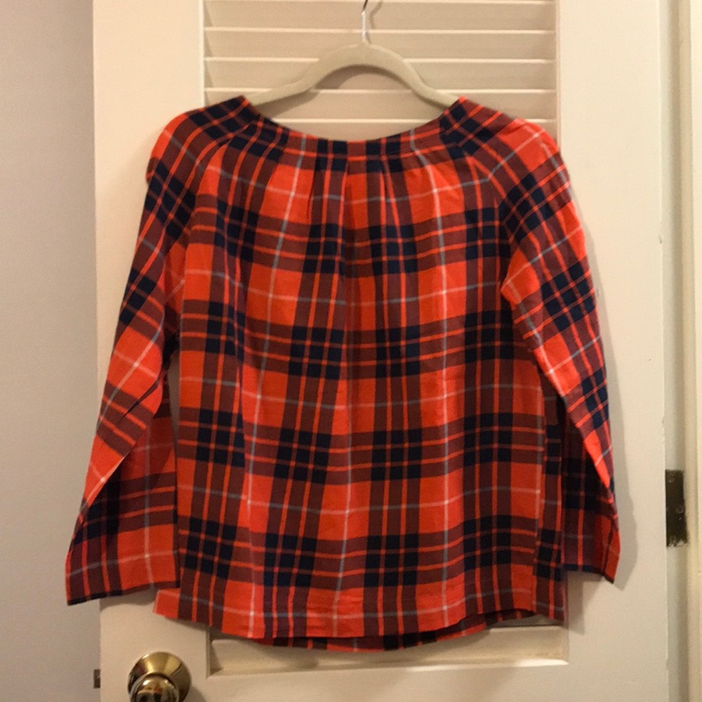 J.crew kids orange and blue plaid shirt
